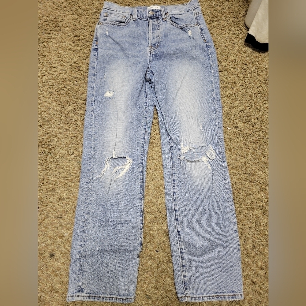 Pistola Light Blue Distressed Straight Leg Jeans